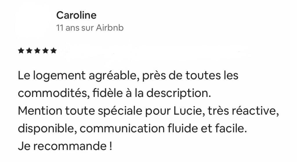 commentaire Airbnb location courte durée